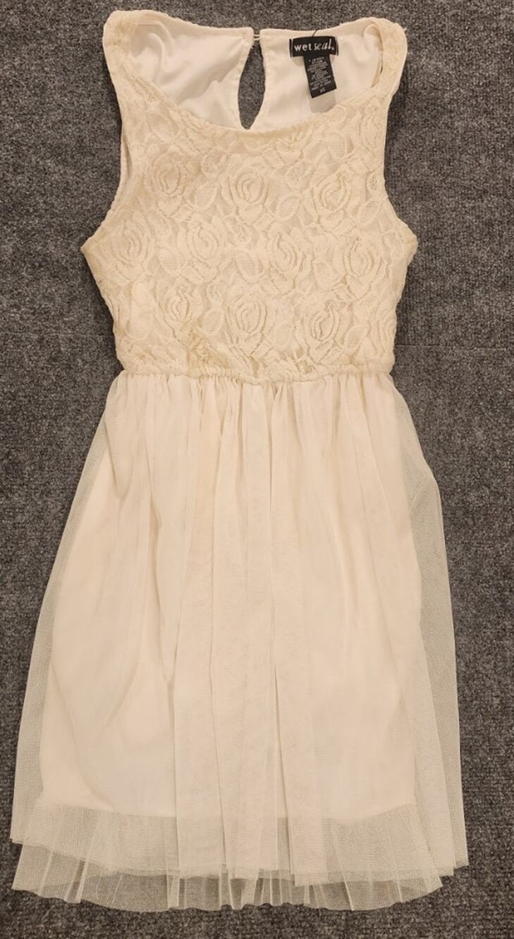 Wet Seal Womens XS White Crochet Lace Sleeveless Mini Dress Lined JD1088C40WS